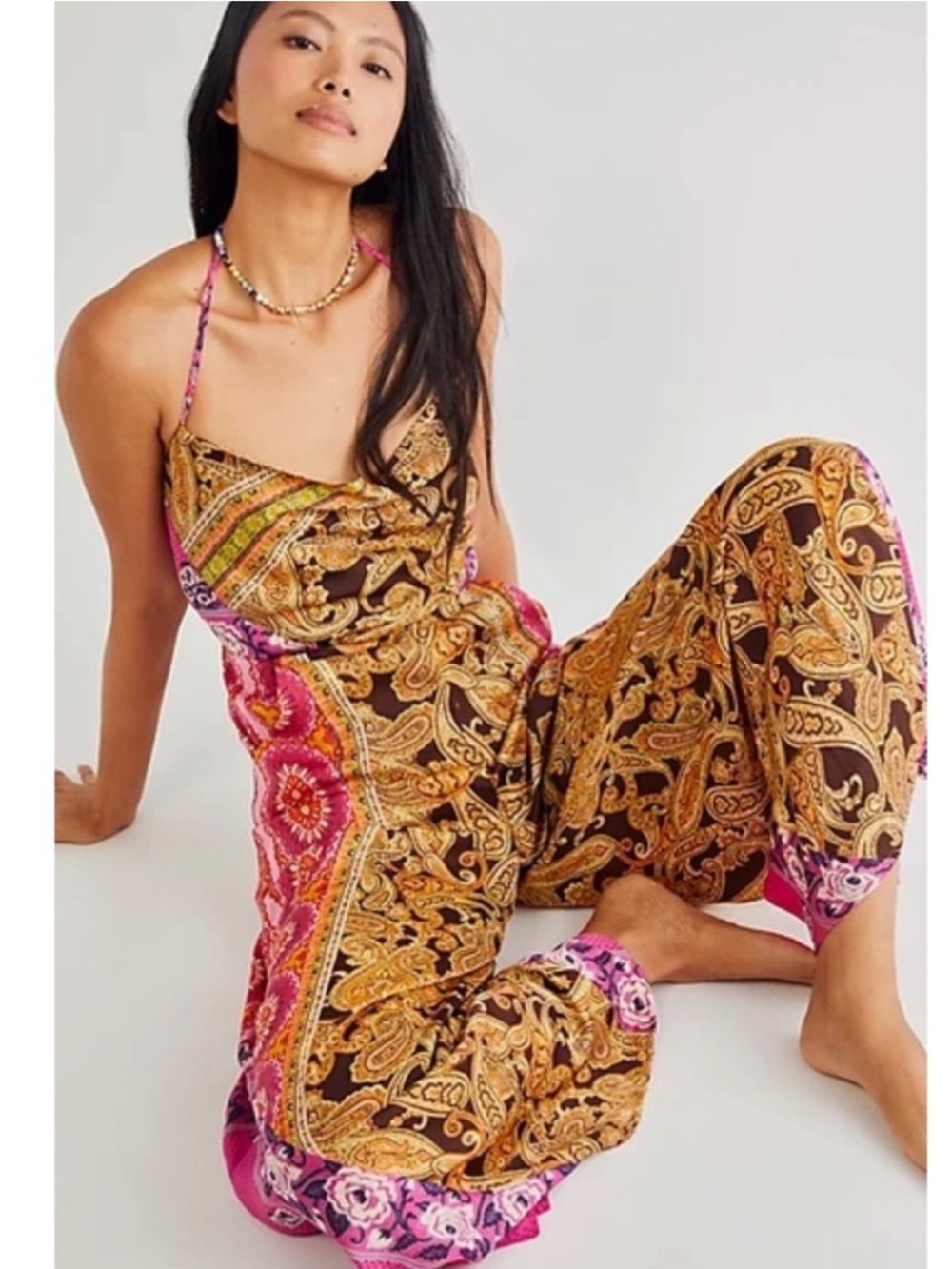 Free People Miranda Printed Jumpsuit in Jewel Combo XS - Picture 4 of 9